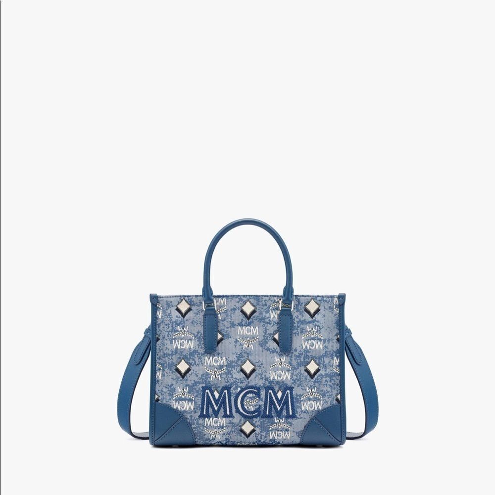 Mcm Tote In Vintage Jacquard Monogram